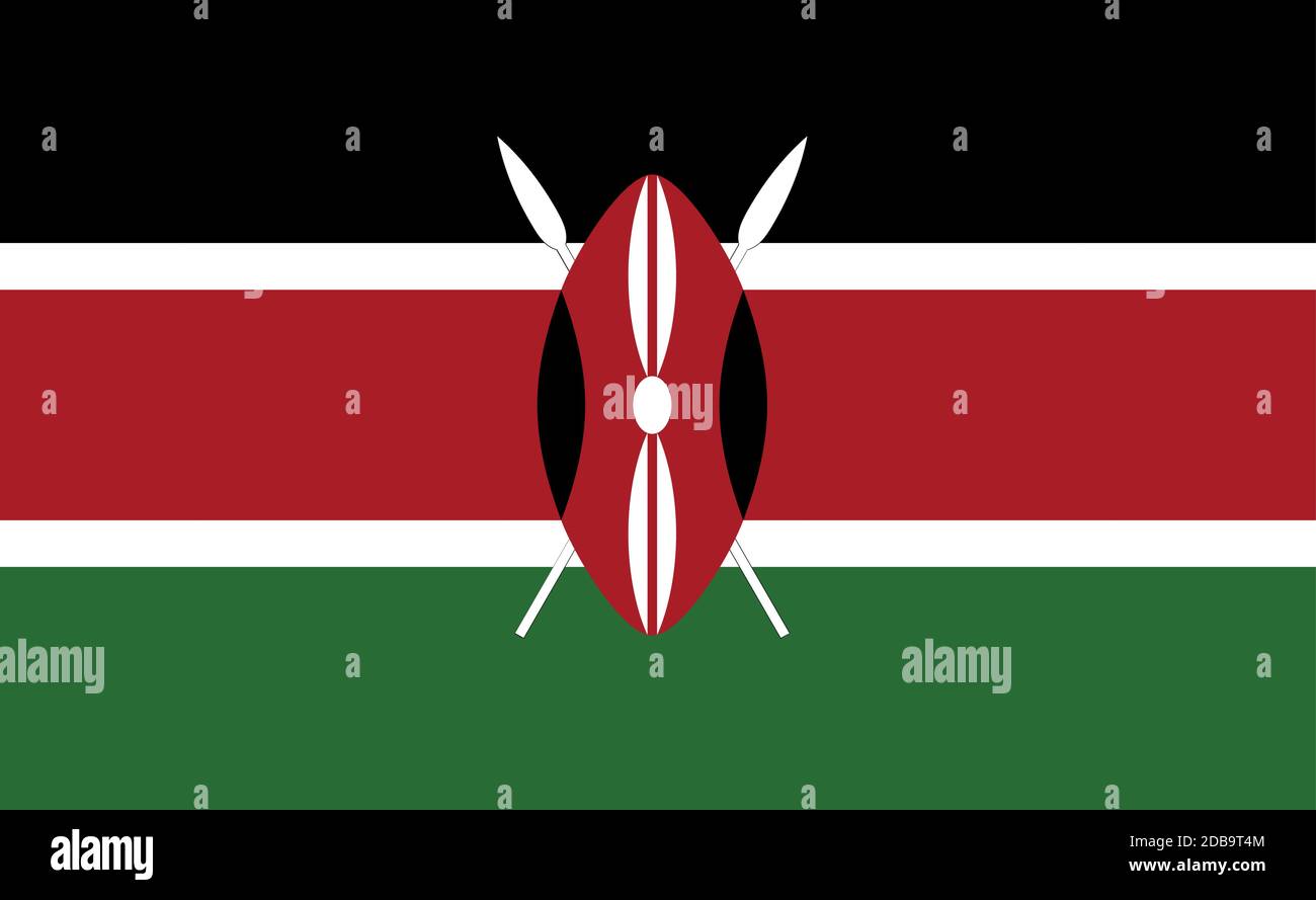 Kenya national flag in exact proportions - Vector illustration Stock Vector