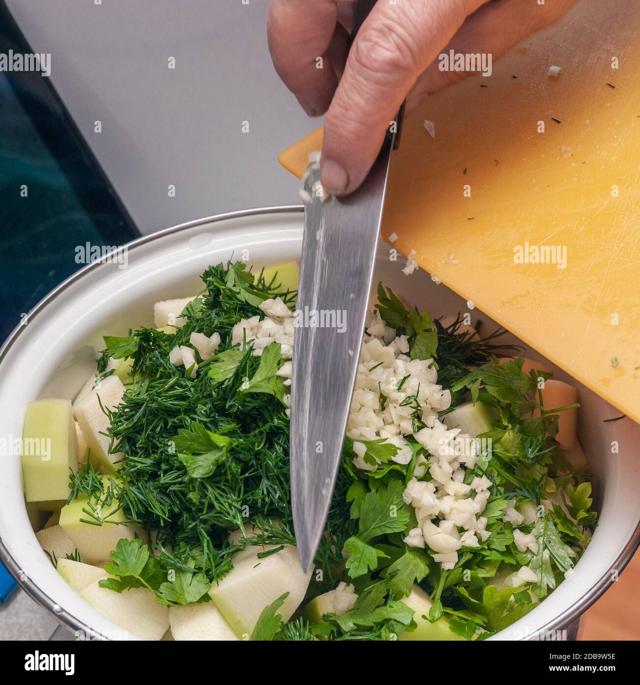 The process of cooking vegetable stew Stock Photo Alamy
