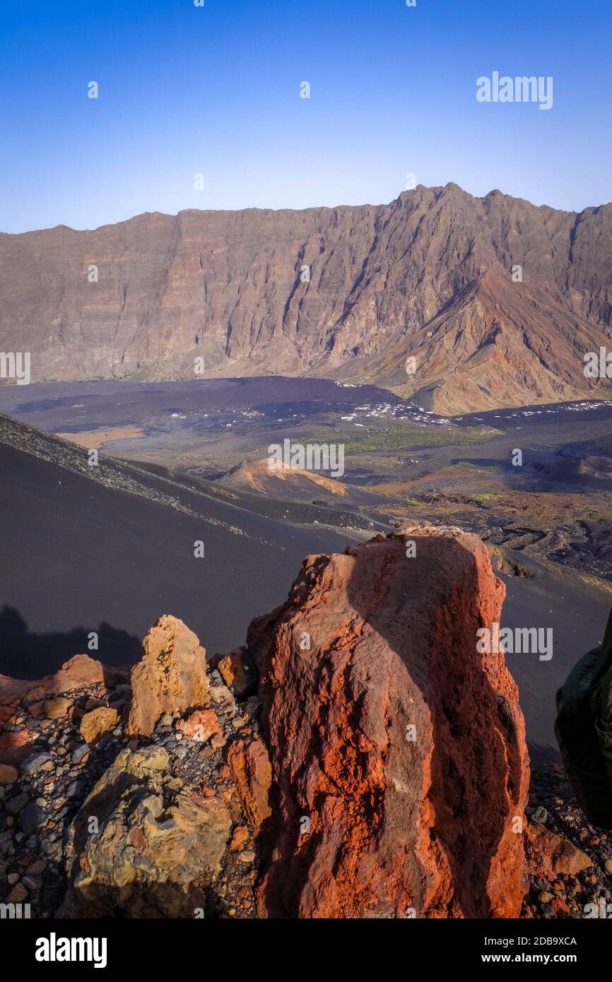 Cha das Caldeiras view from Pico do Fogo in Cape Verde, Africa Stock Photo