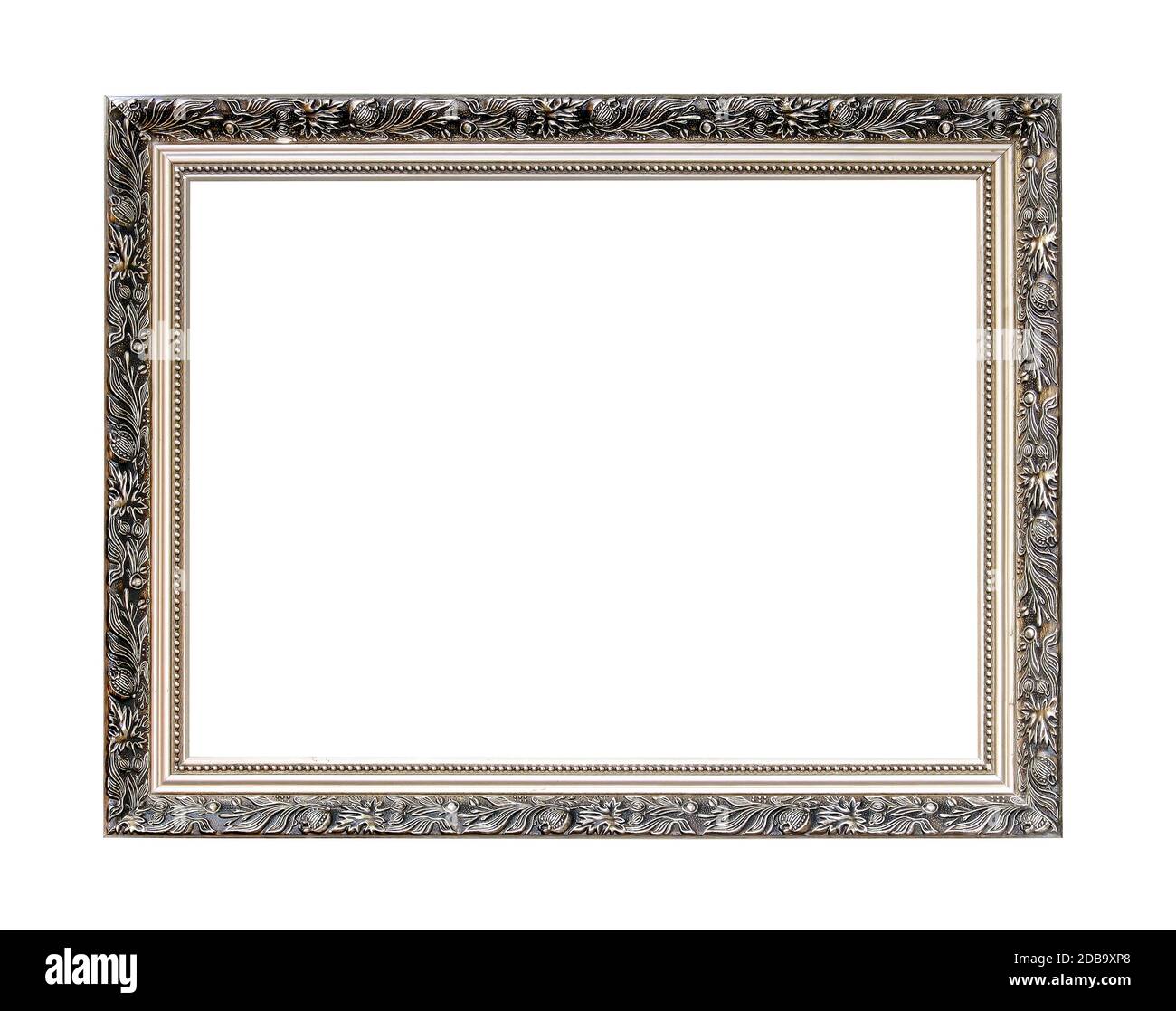 Engraved silver frame isolated included clipping path Stock Photo Alamy