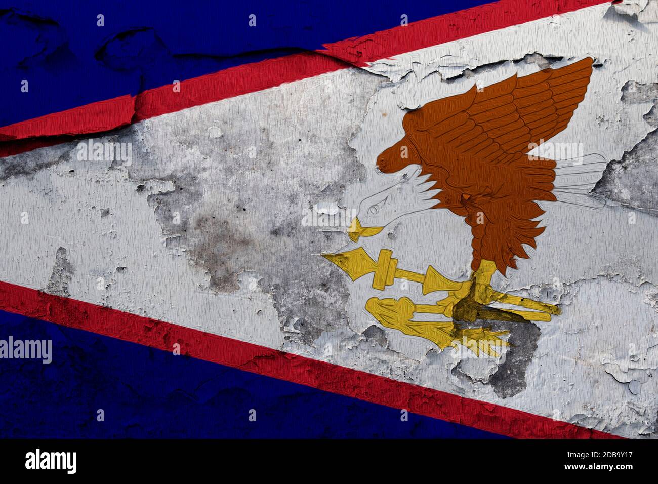 American Samoa flag painted on the cracked grunge concrete wall Stock ...