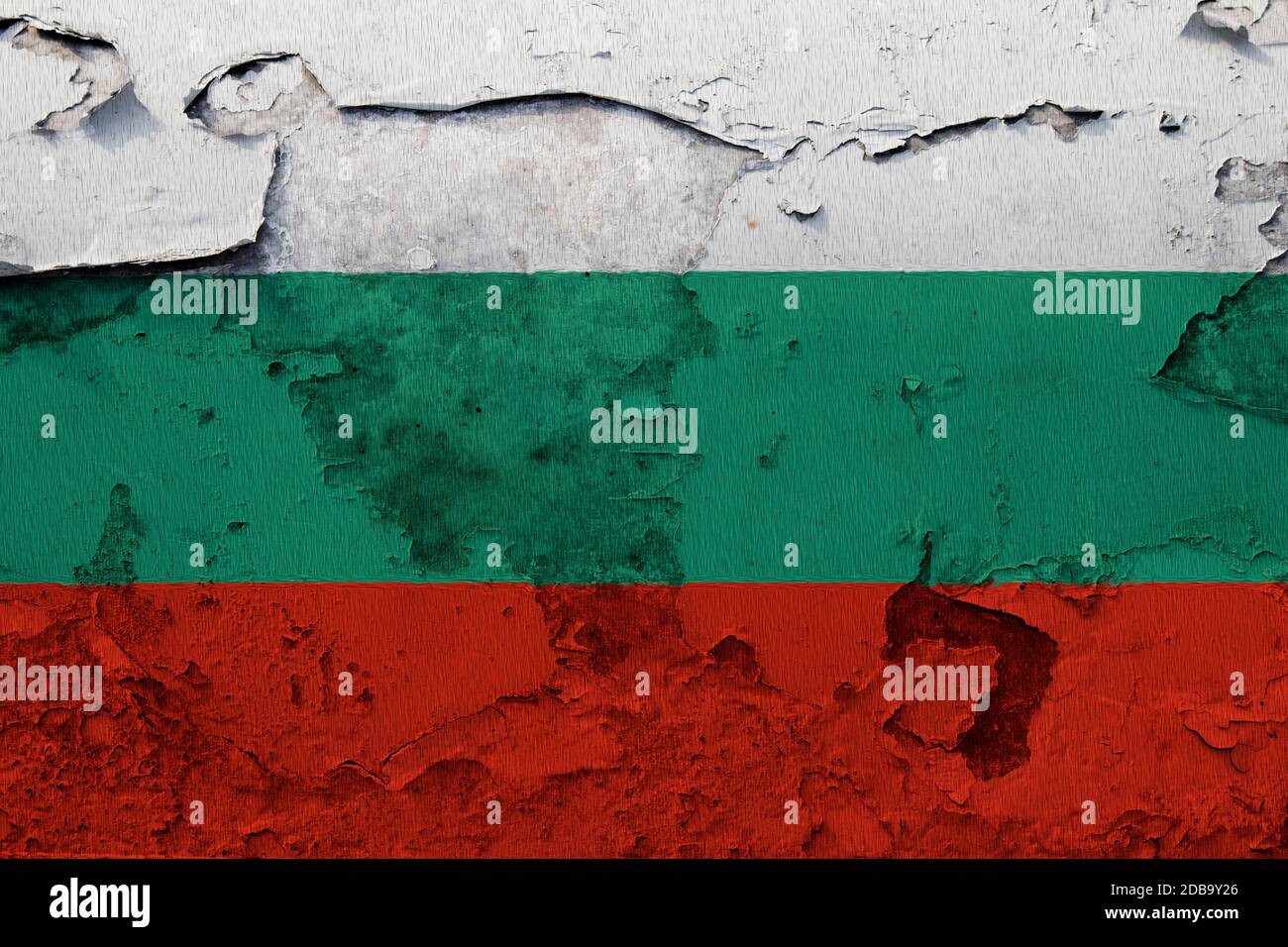 Bulgaria flag painted on the cracked grunge concrete wall Stock Photo ...