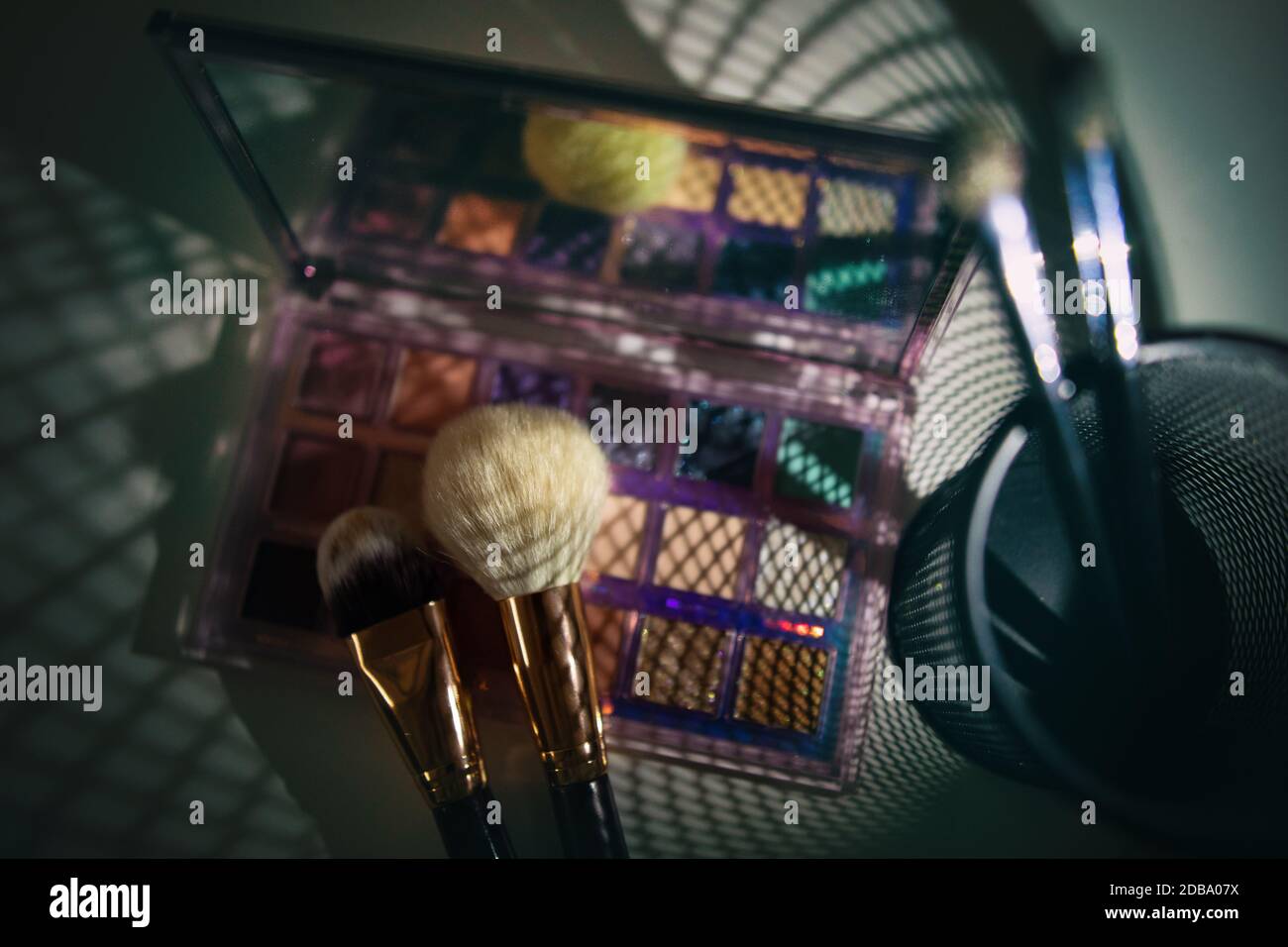 Professional makeup brushes and tools composition Stock Photo