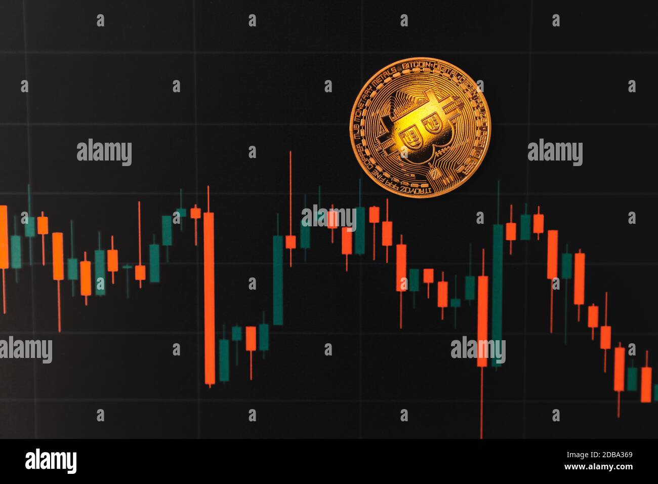 bitcoin chart on dark background. Cryptocurrency is the currency of the  future. The market price is bitcoin Stock Photo - Alamy