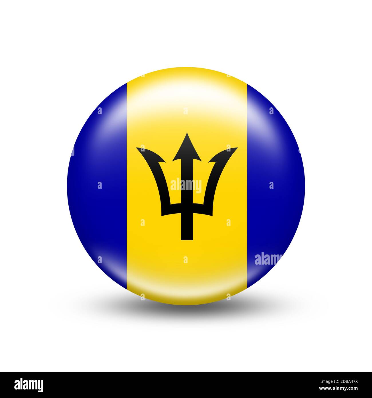 Barbados country flag in sphere with white shadow - illustration Stock ...