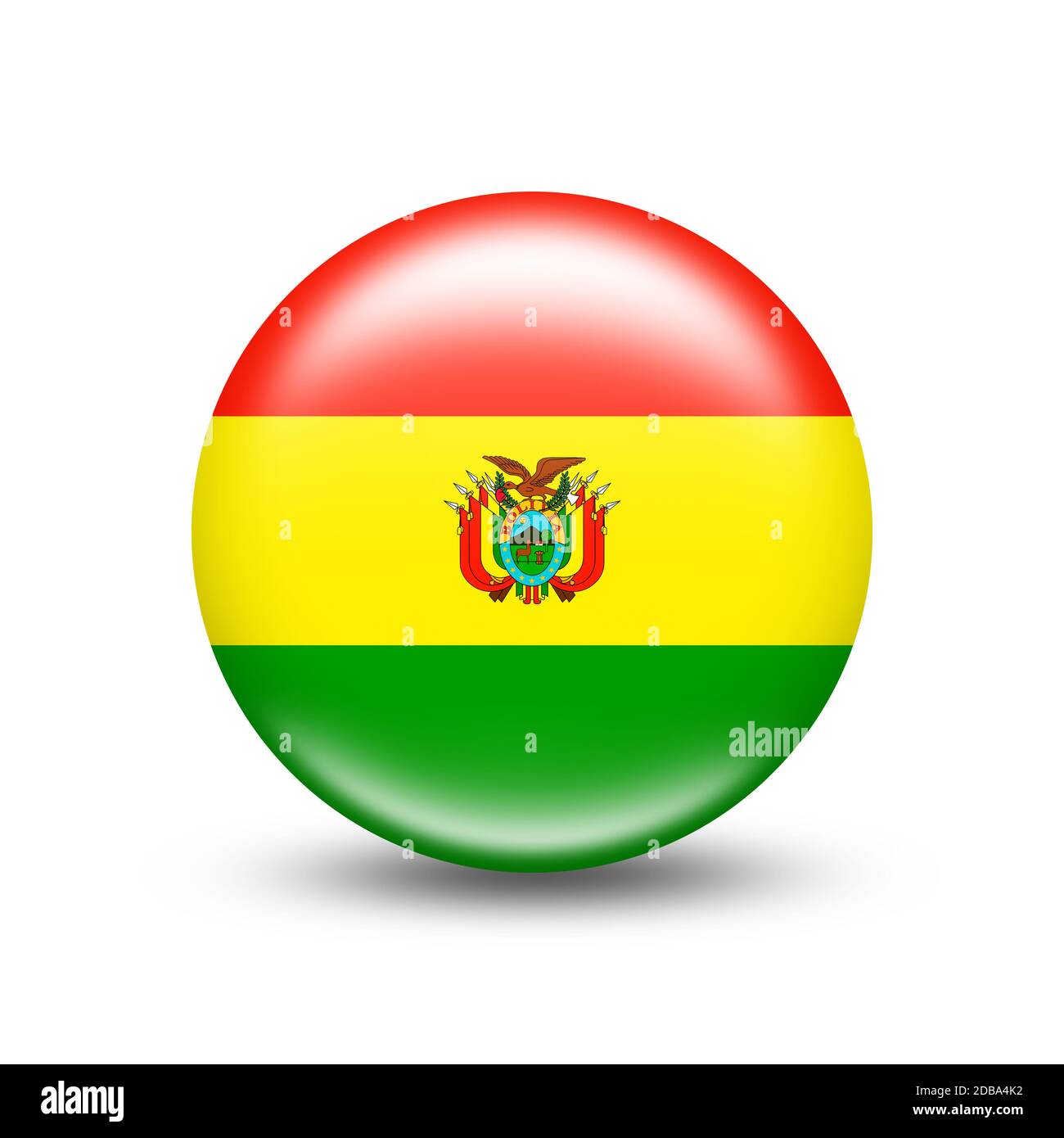 Bolivia country flag in sphere with white shadow - illustration Stock ...