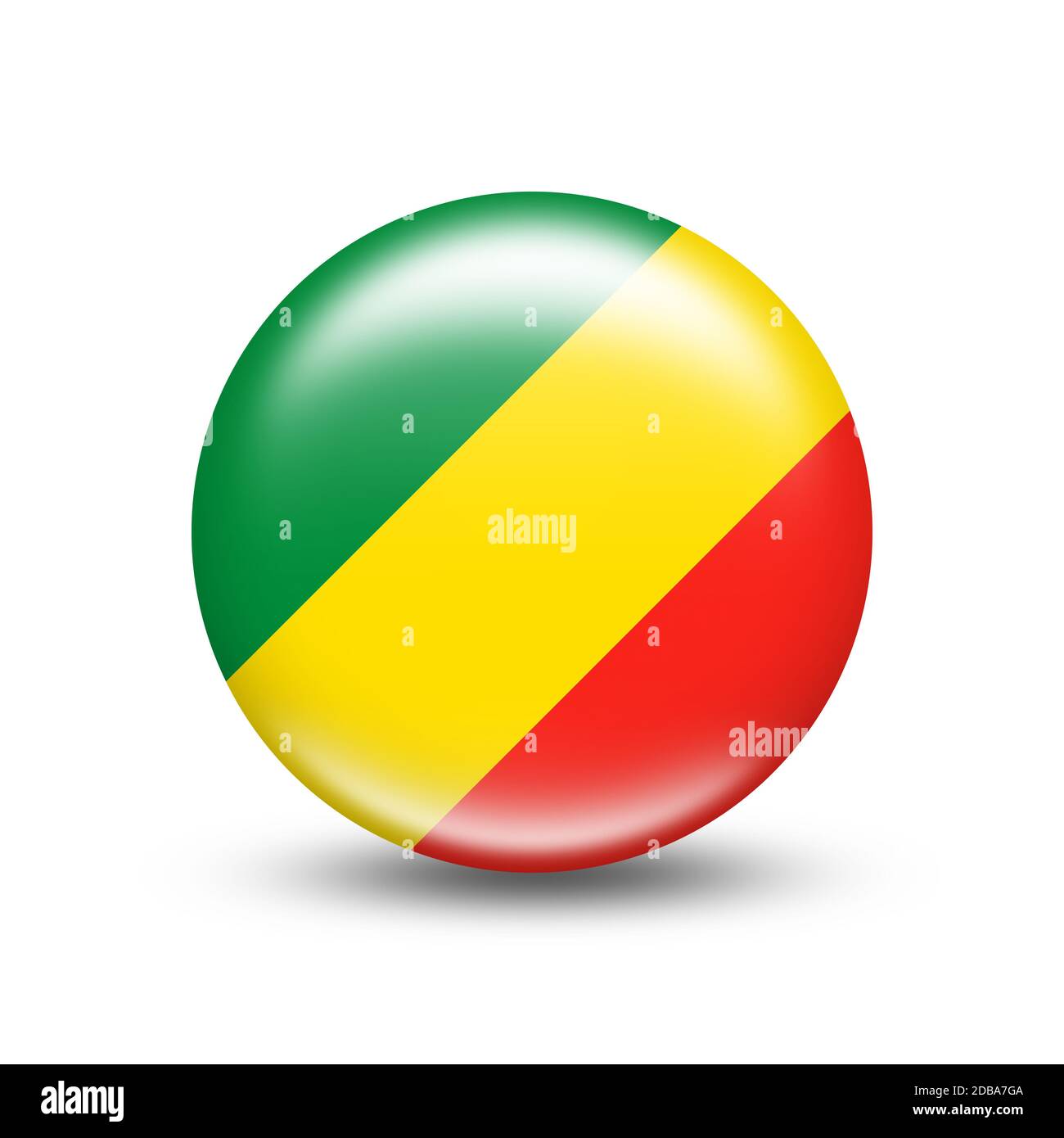 Congo country flag in sphere with white shadow - illustration Stock Photo