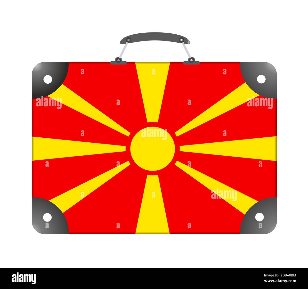 Macedonia country flag in the form of a travel suitcase on a white ...