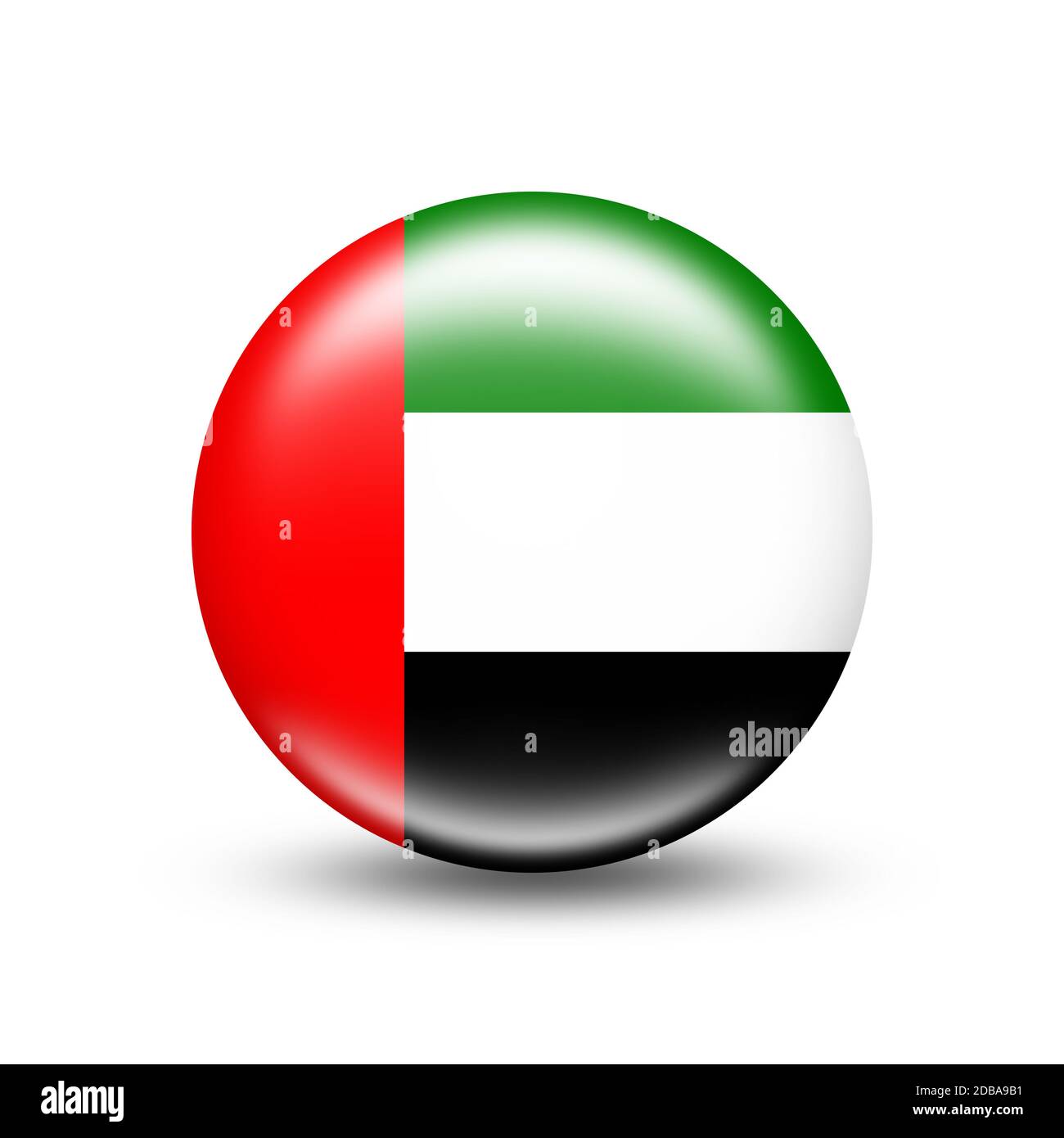 UAE country flag in sphere with white shadow illustration Stock Photo