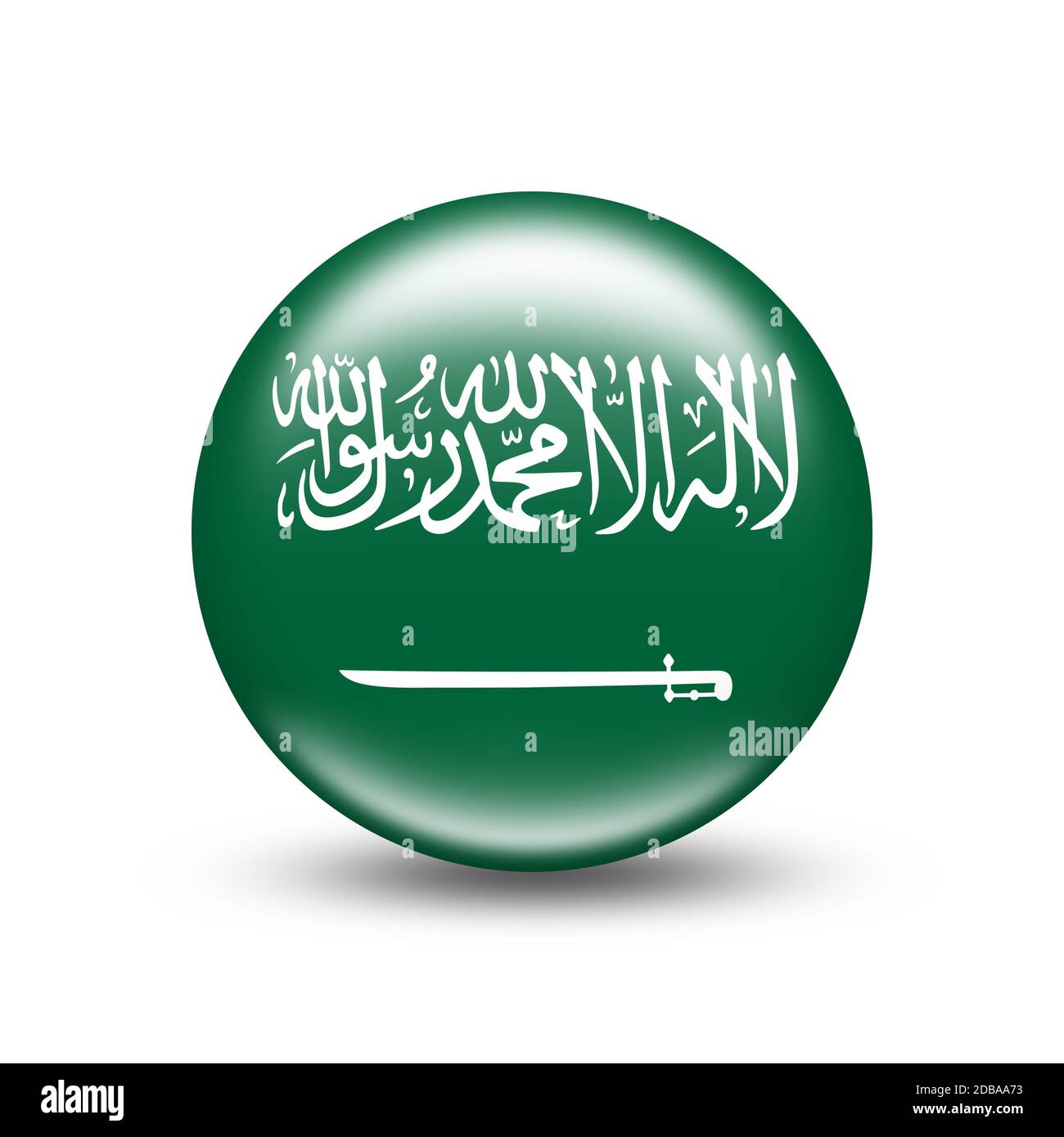 Saudi Arabia country flag in sphere with white shadow - illustration Stock Photo