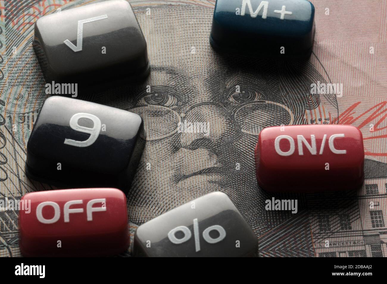 Calculator keys on australian  currency Stock Photo