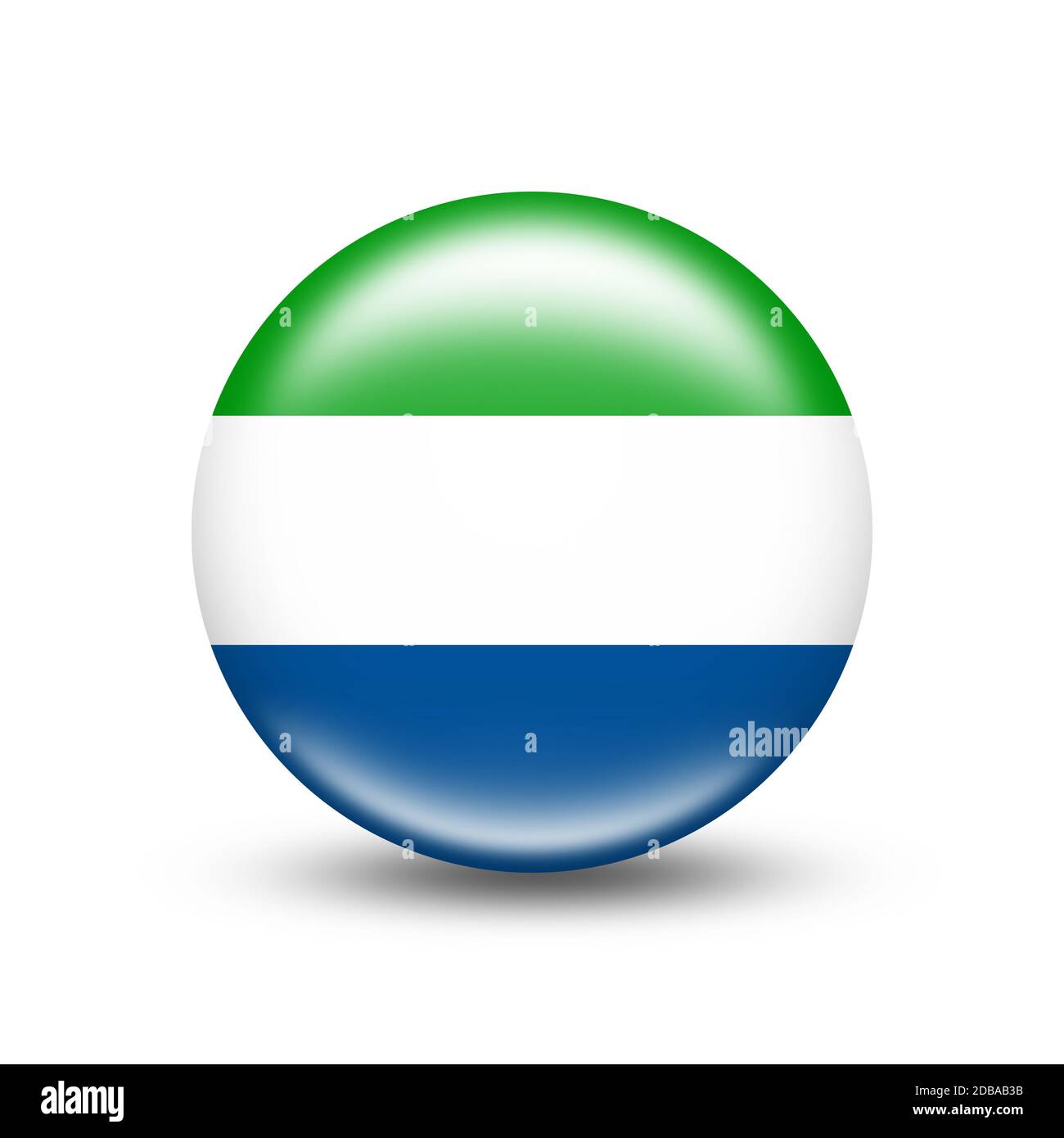 Sierra Leone country flag in sphere with white shadow - illustration ...
