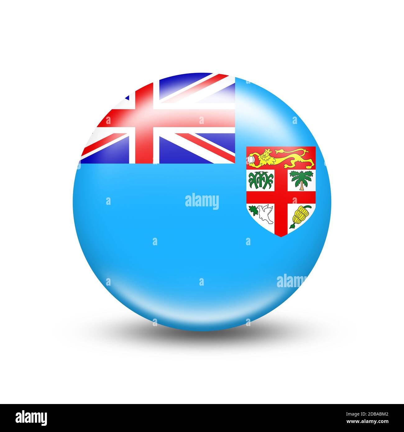 Fiji country flag in sphere with white shadow - illustration Stock Photo