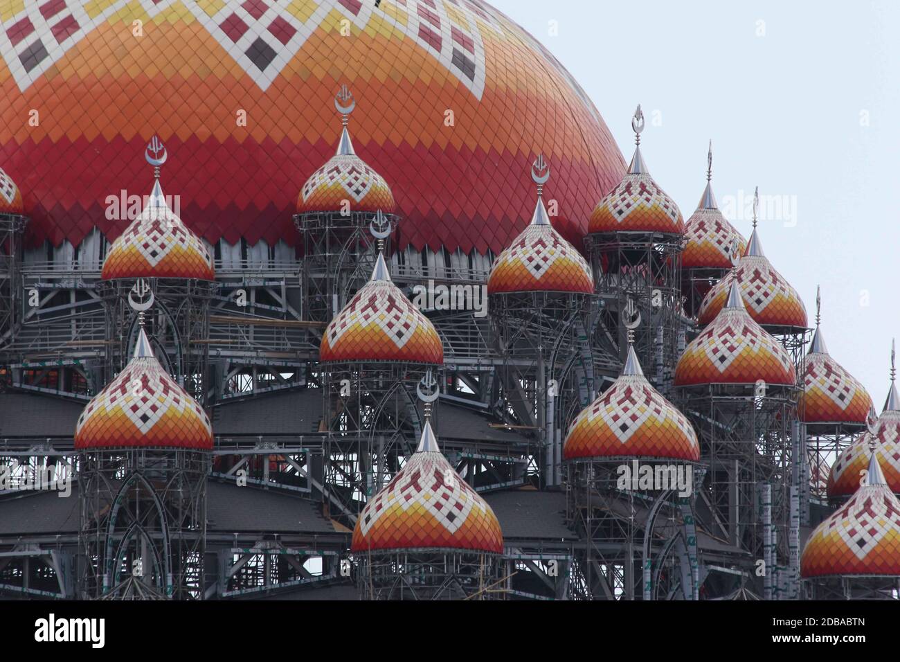 Close up shot of the 99 Dome Mosque in Makassar, Indonesia, during its construction. Stock Photo