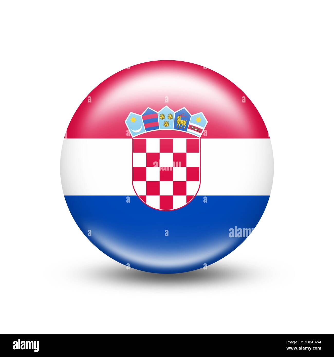 Croatia country flag in sphere with white shadow - illustration Stock Photo