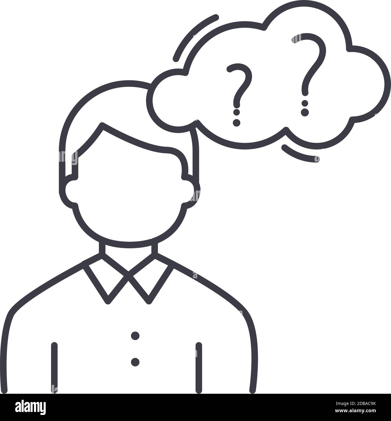 Thinking concept icon, linear isolated illustration, thin line vector ...