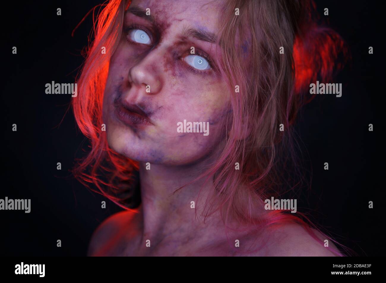 young woman with scary  sfx makeup Stock Photo