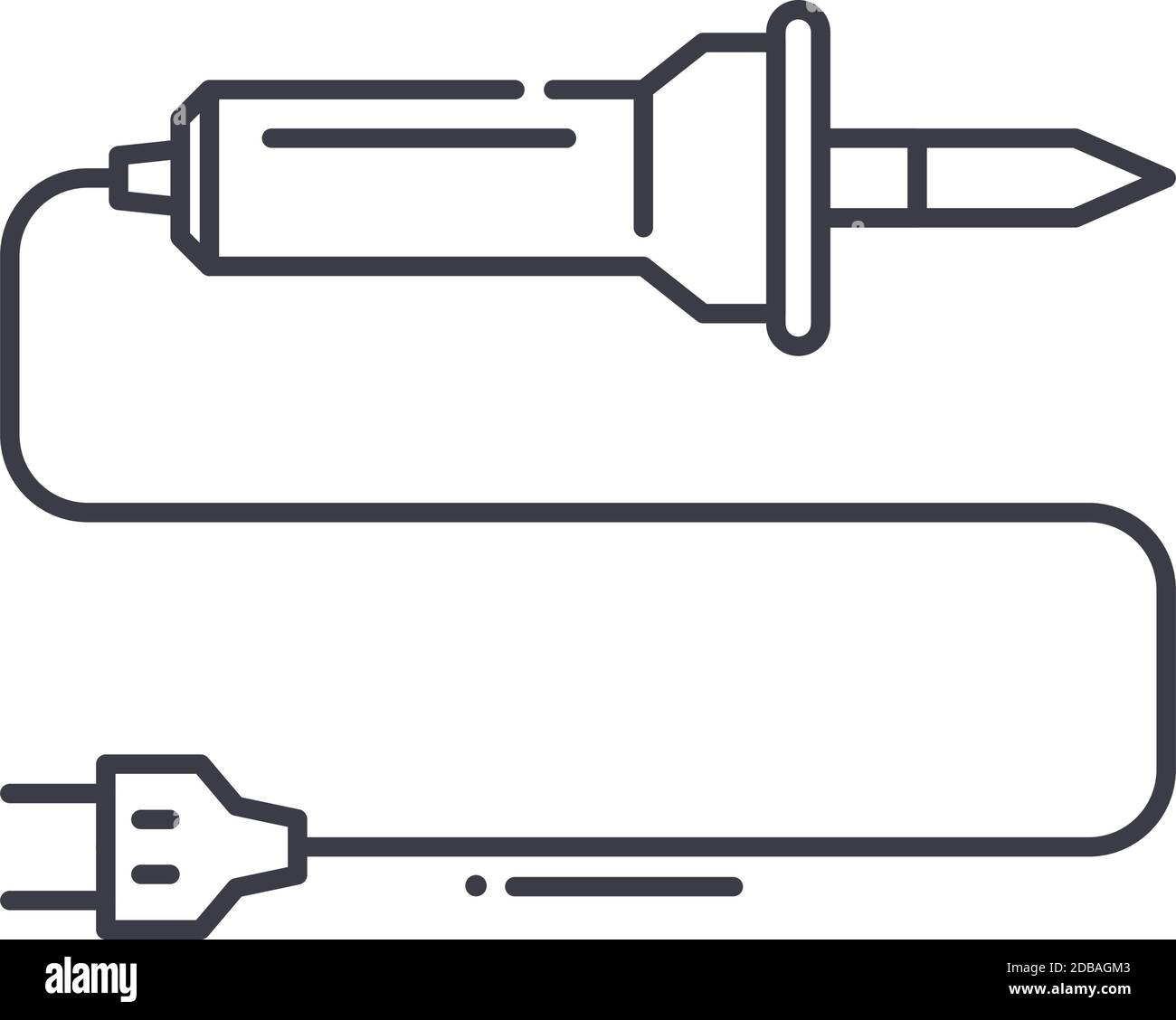 Soldering iron concept icon, linear isolated illustration, thin line ...