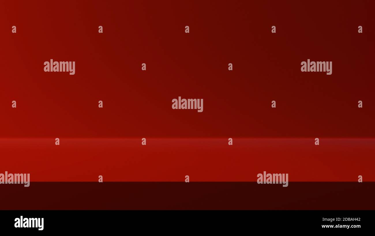 Red gradient color studio desk background realistic 3D rendering Stock ...