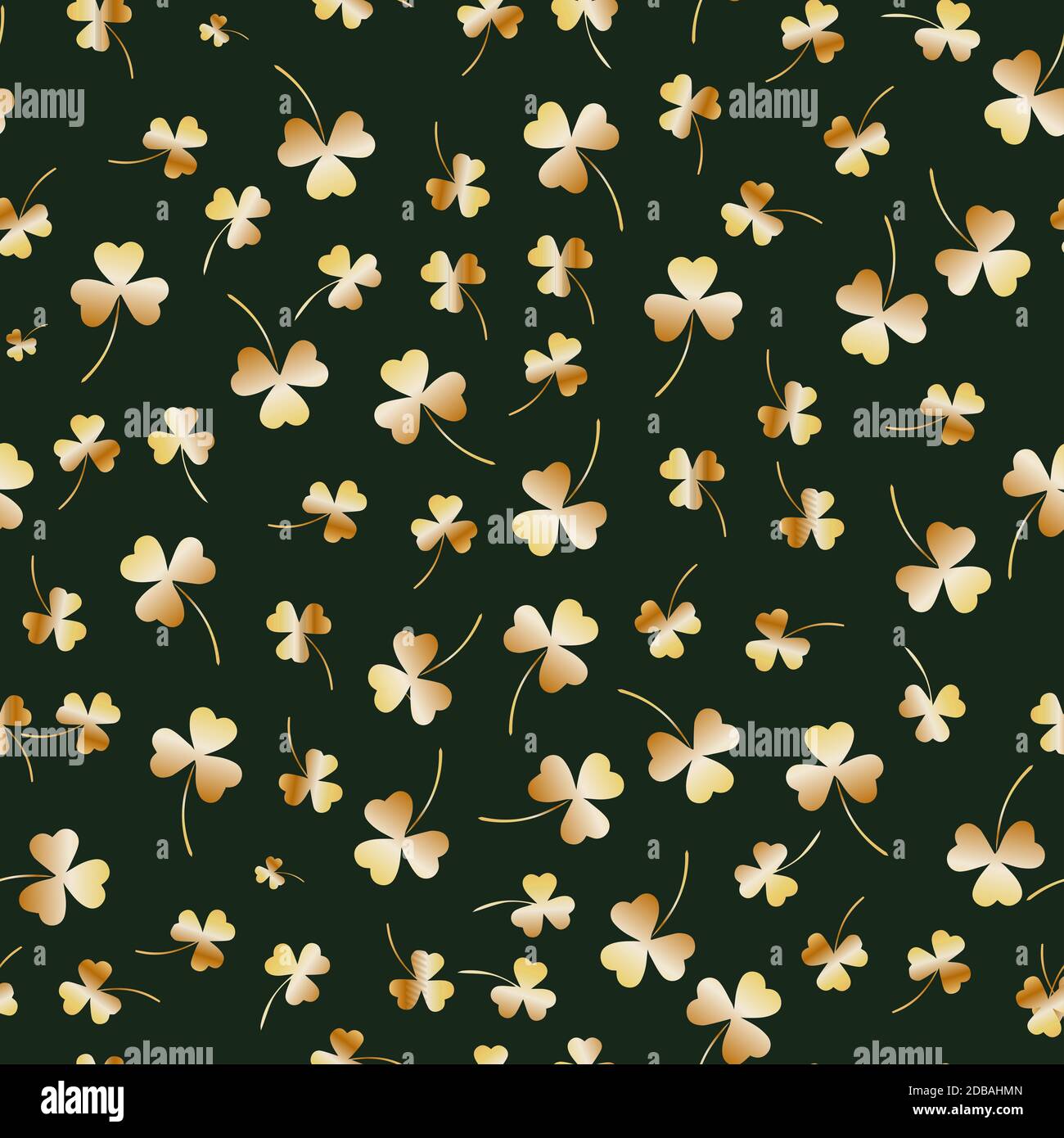 Seamless Saint Patricks Day pattern. Golden clover leaves on a white ...