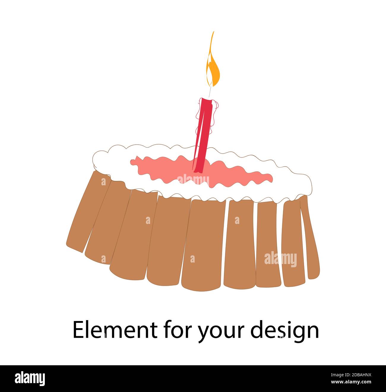 Birthday Birthday Cake With One Candle Cake Cupcake Festive Vector Illustration Isolated On A White Background Stock Photo Alamy