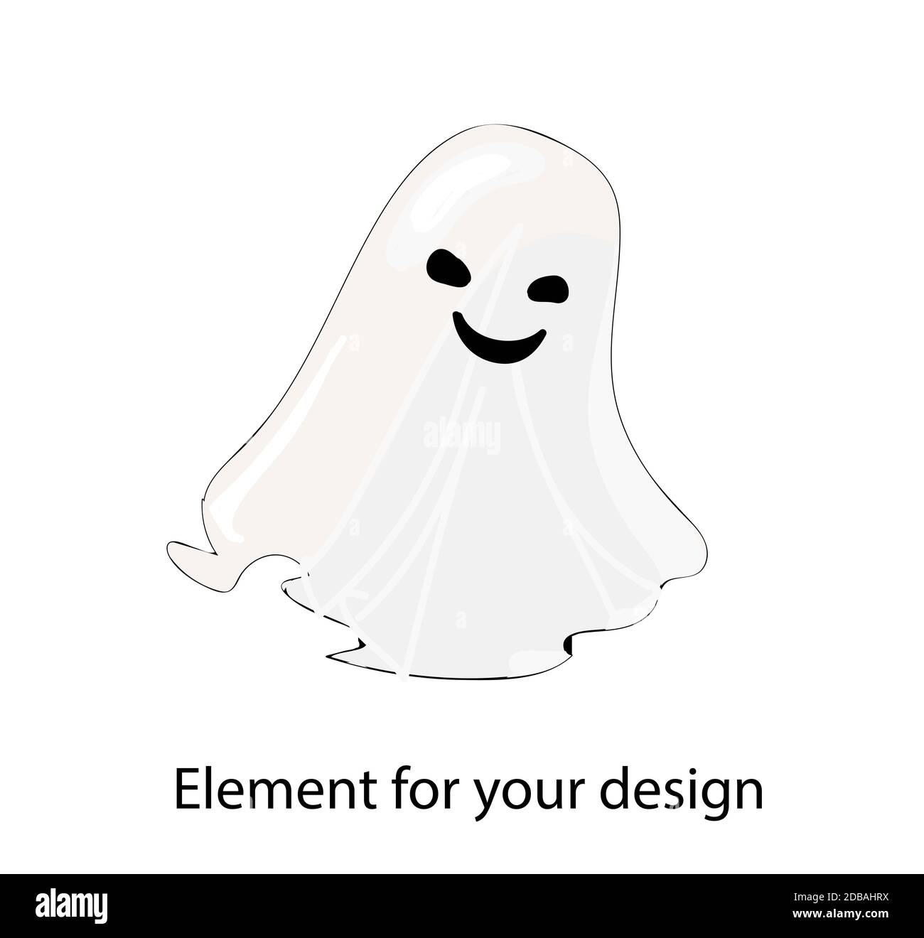 the ghost is white. A sheet with a face. Horror. Vector illustration isolated on a white background. Stock Photo