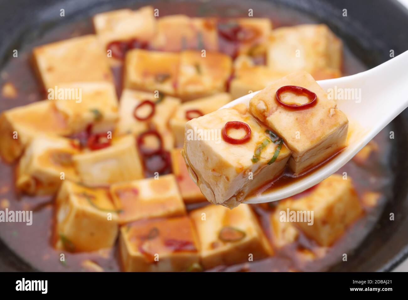 Close up of Chinese cuisine mapo doufu with renge Stock Photo