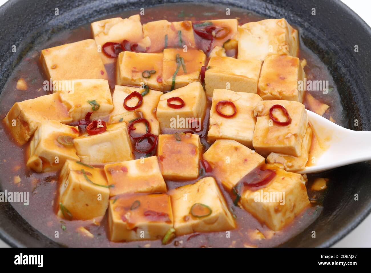 Close up of Chinese cuisine mapo tofu in a dish Stock Photo