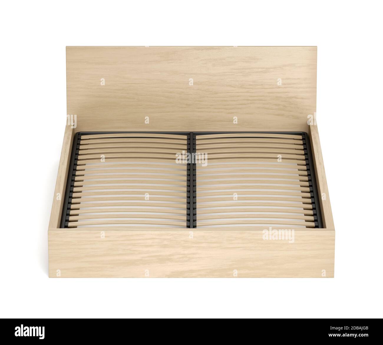Wooden bed without mattress on white background Stock Photo Alamy