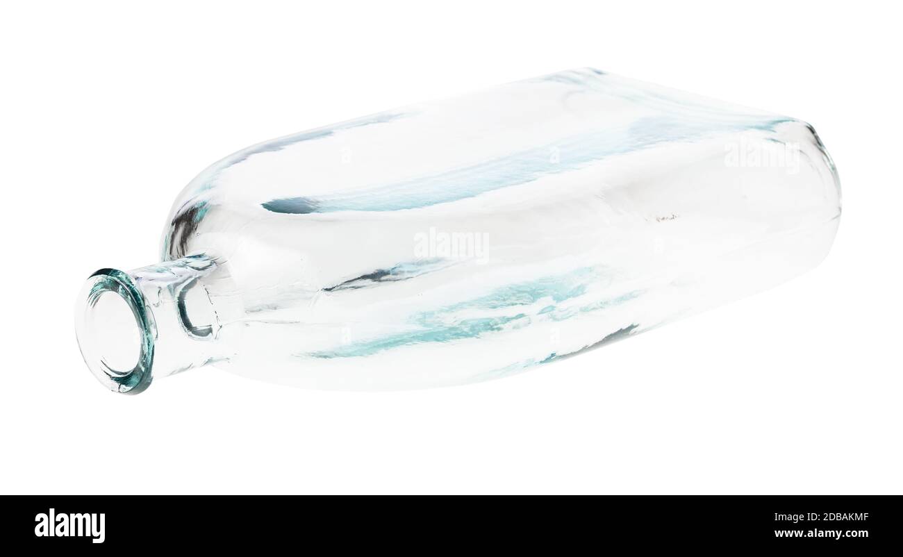 overturned empty colorless flask isolated on white background Stock Photo