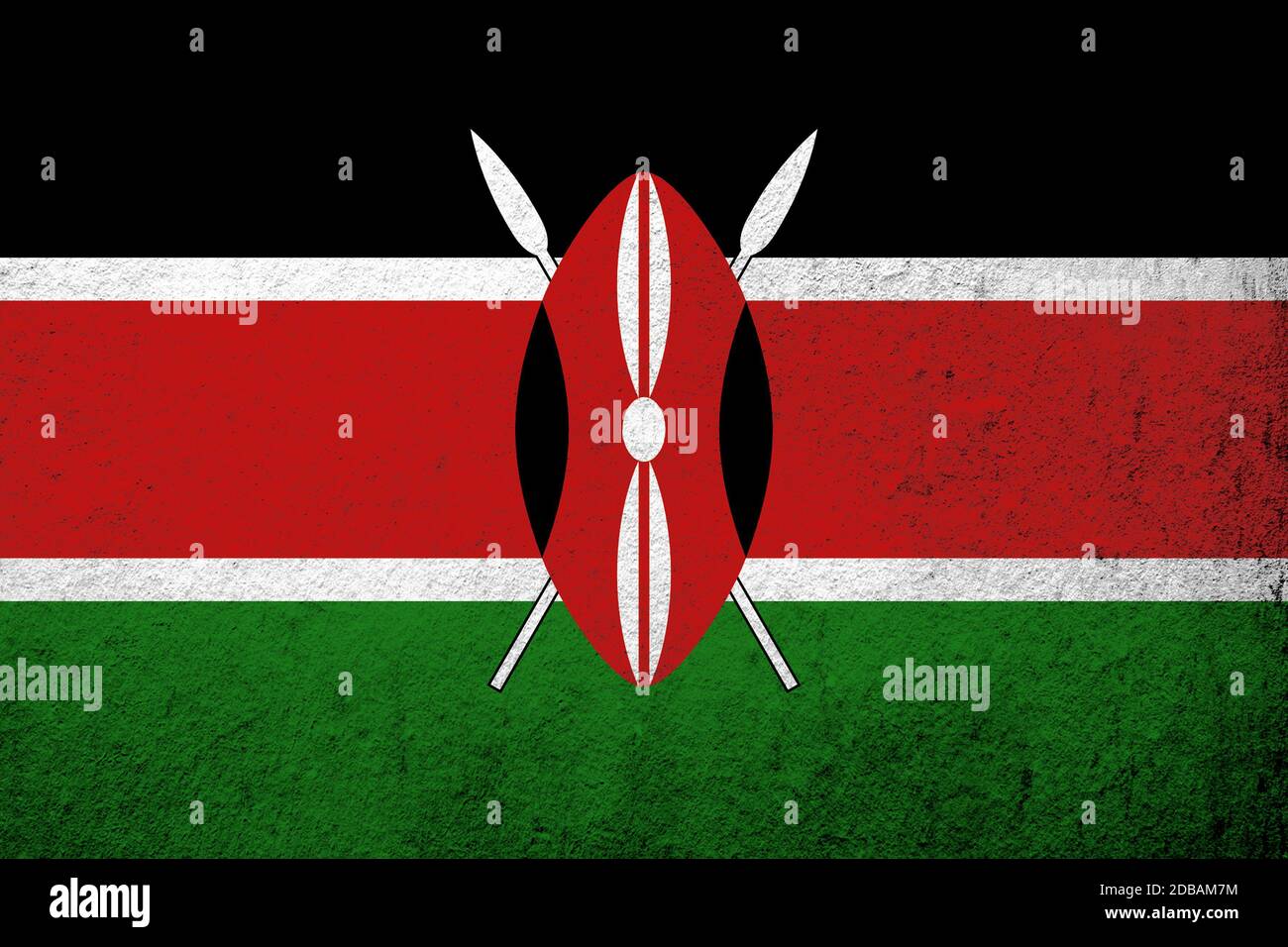 The Republic of Kenya National flag. Grunge background Stock Photo