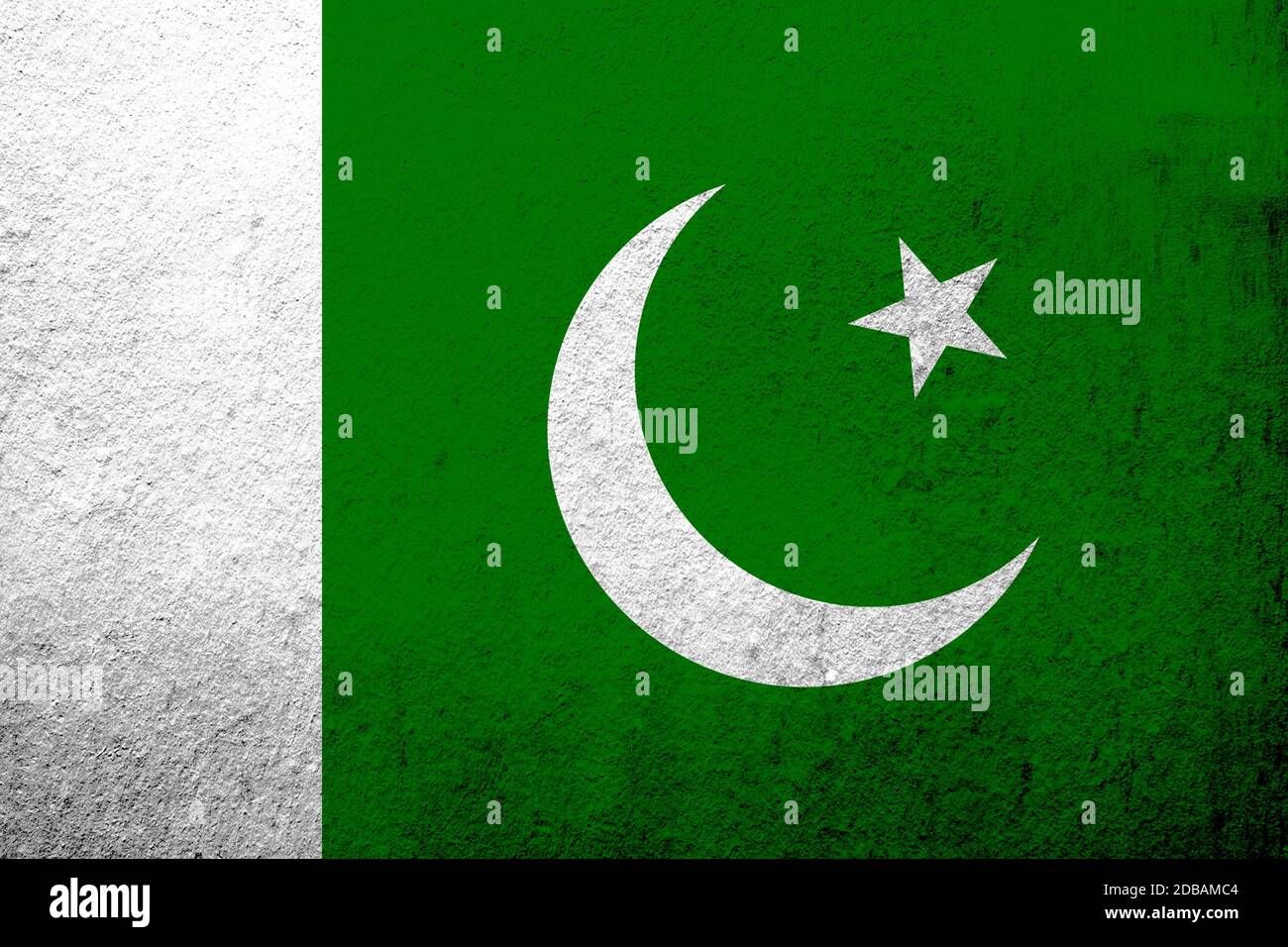 the Islamic Republic of Pakistan National flag. Grunge background Stock Photo