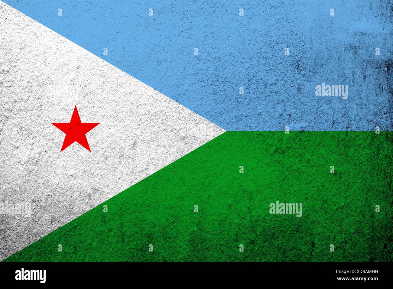 the Republic of Djibouti National flag. Grunge background Stock Photo