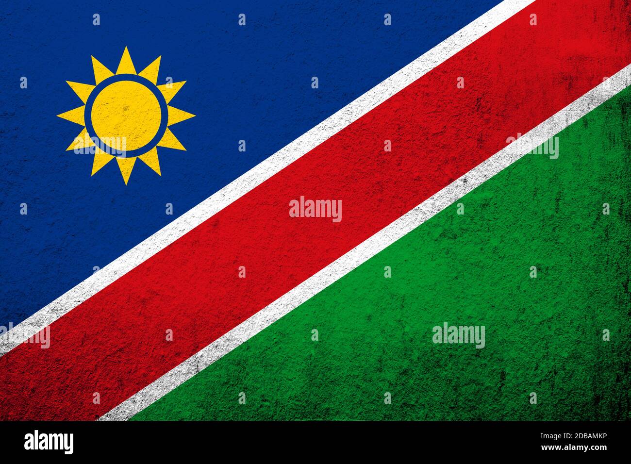 The Republic of Namibia National flag. Grunge background Stock Photo