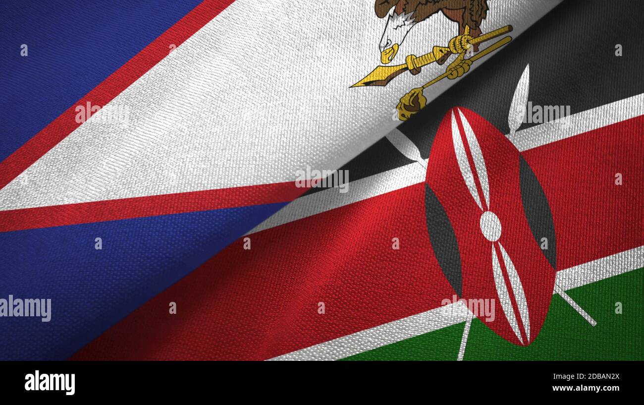 American Samoa and Kenya two flags textile cloth, fabric texture Stock Photo