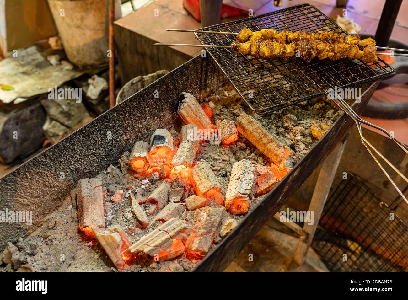 BBQ and Grill in the street of Sa Pa Vietnam Stock Photo