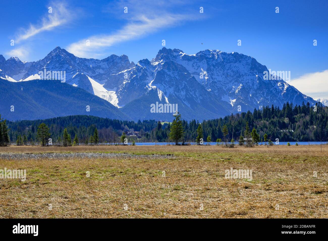 The Barmsee is a natural lake with Karwendel view Stock Photo - Alamy