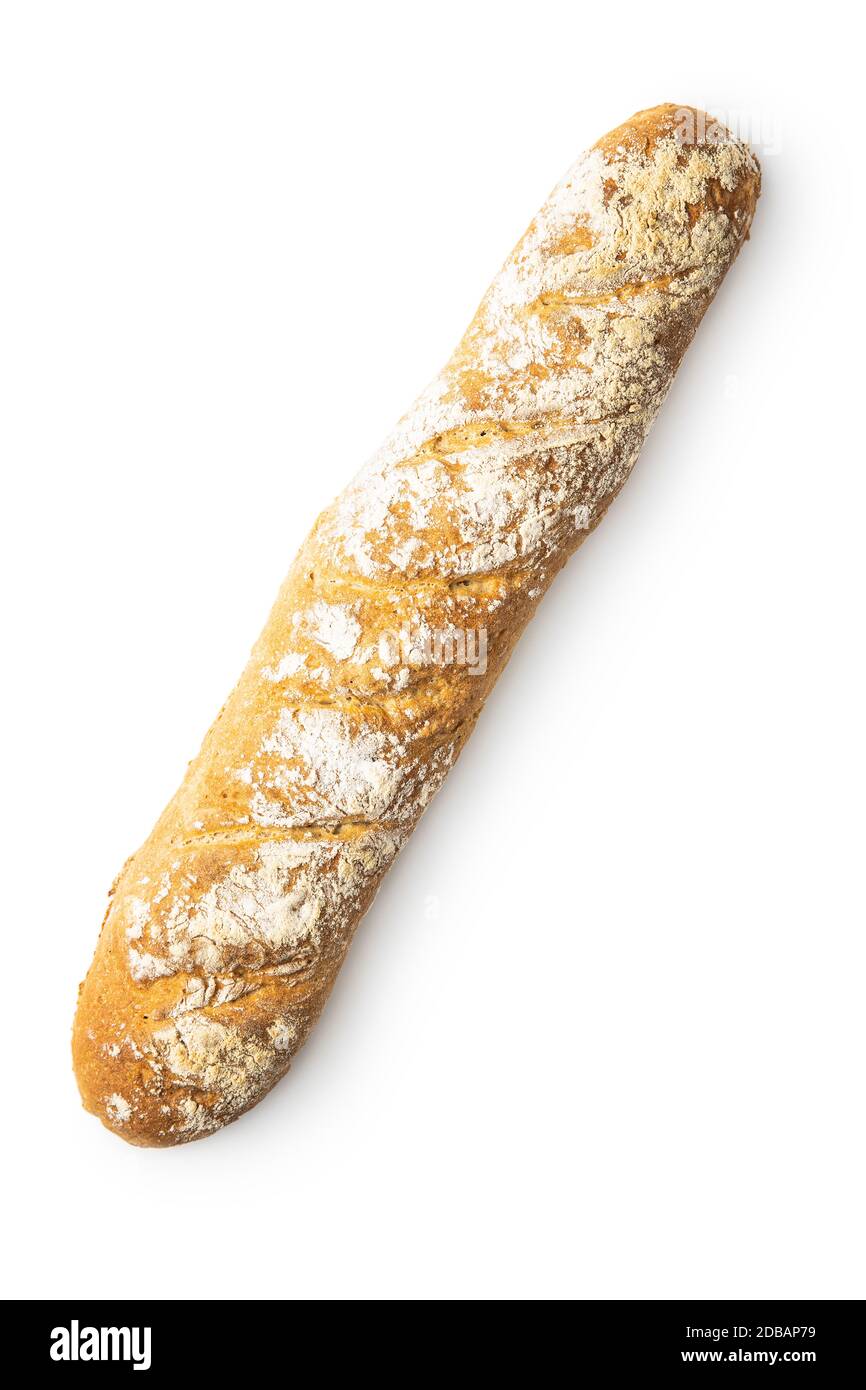 Fresh whole grain bread baguette isolated on white background Stock ...