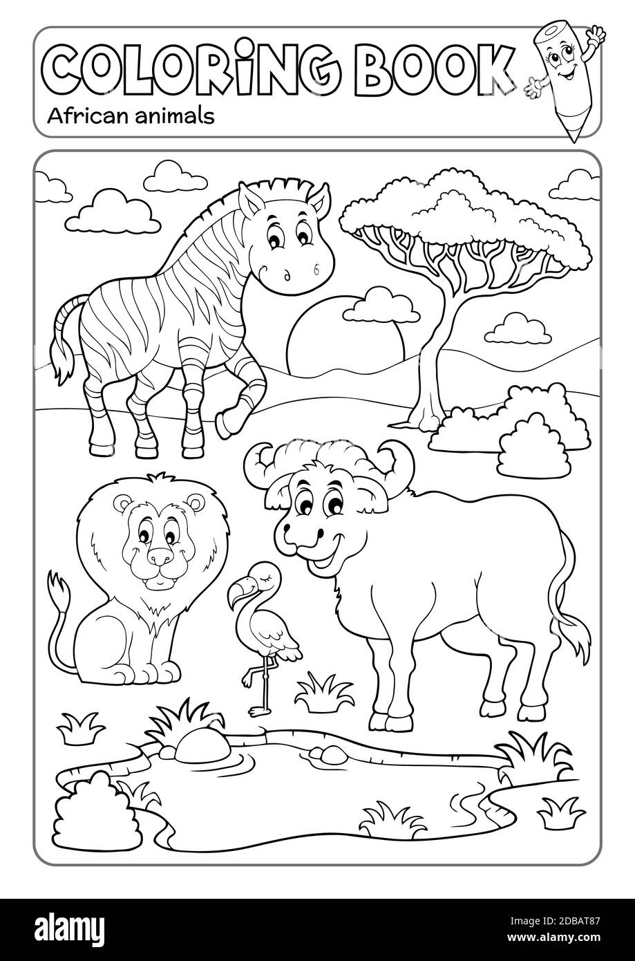 Coloring book African fauna 20   picture illustration Stock Photo ...