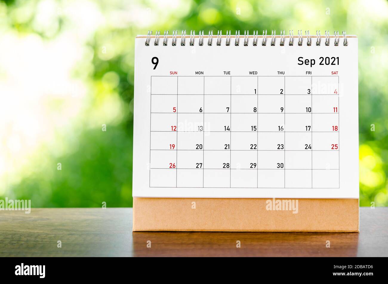 September 2021 Calendar Desk For Organizer To Plan And Reminder On Wooden Table On Nature Background Stock Photo Alamy september calendar 2021 background