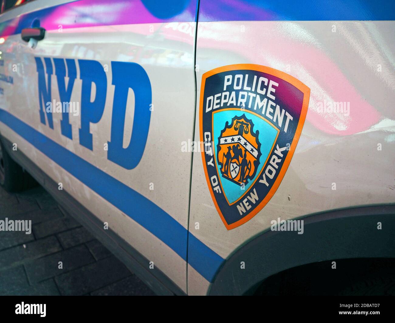 NYPD vehicle detail, Times Square, Manhattan, New York City, USA Stock Photo