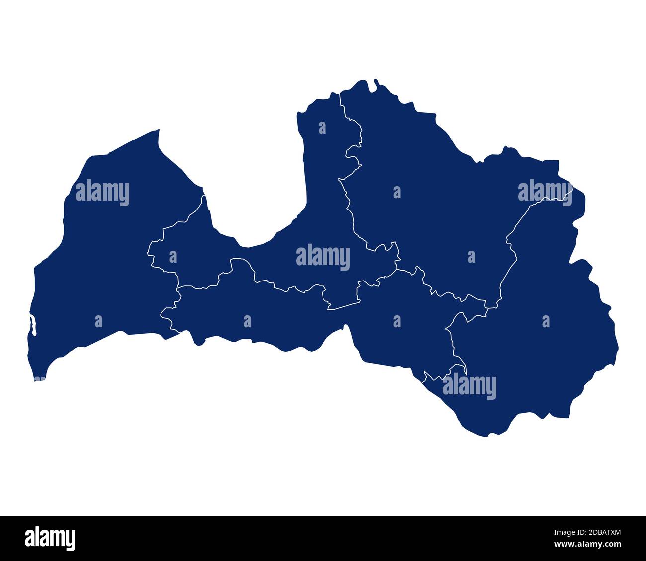 Karte von Lettland mit Regionen und Grenzen Stock Photo - Alamy