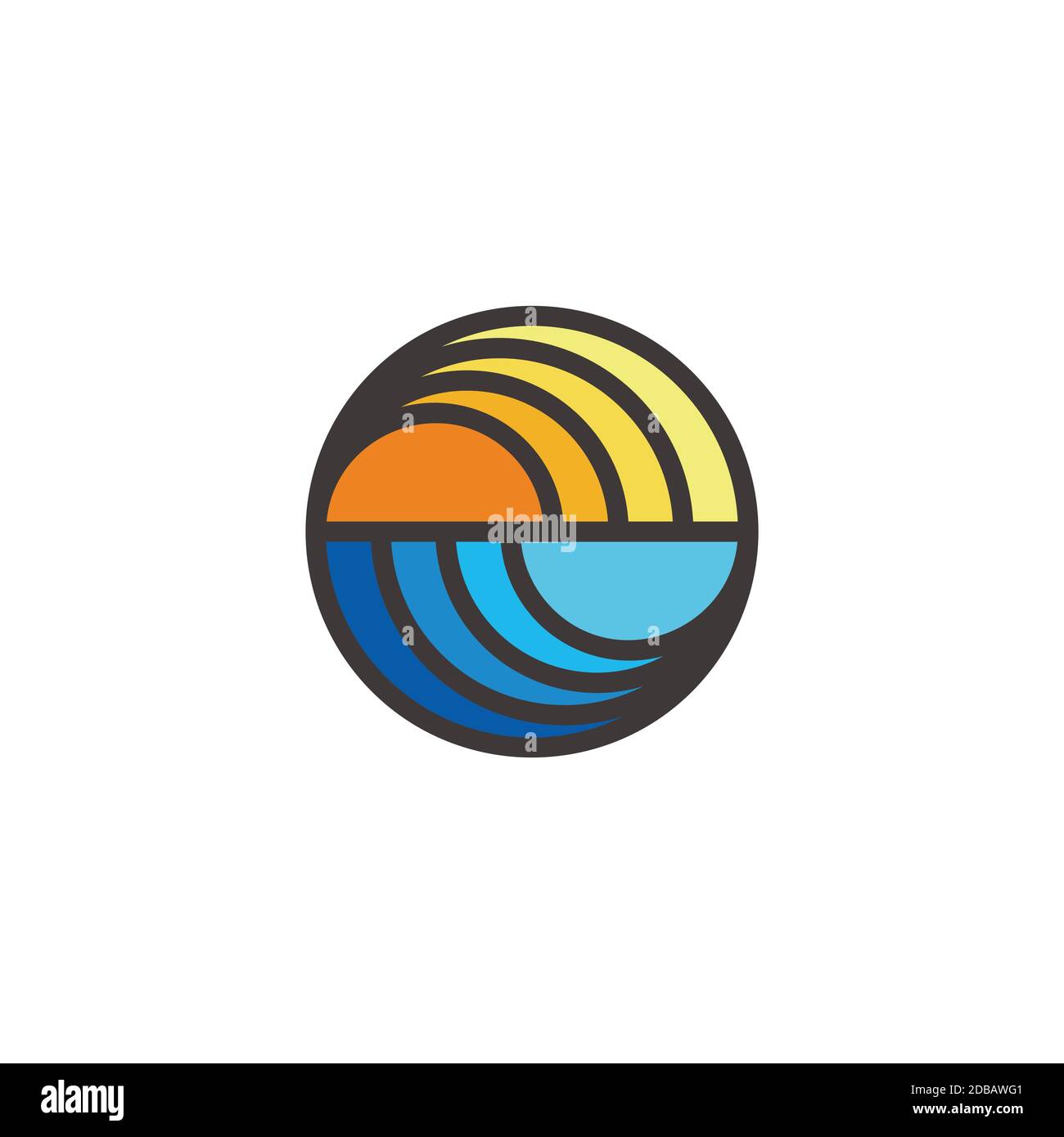 abstract sun ocean gradient geometric design logo vector Stock Vector