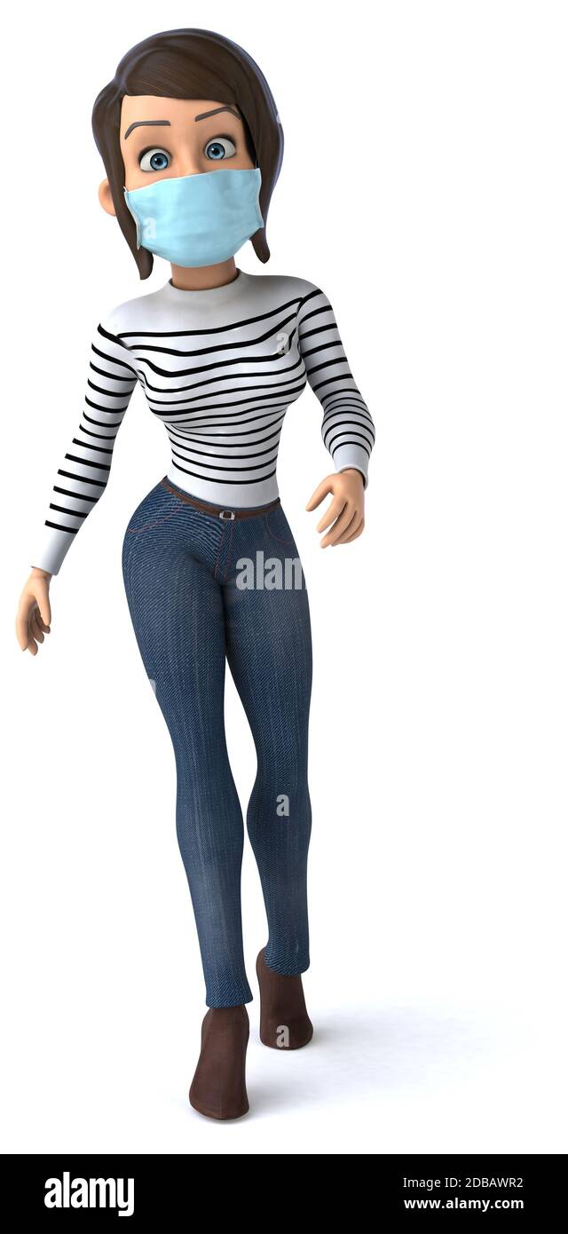 3D Illustration of a cartoon woman with a mask Stock Photo - Alamy