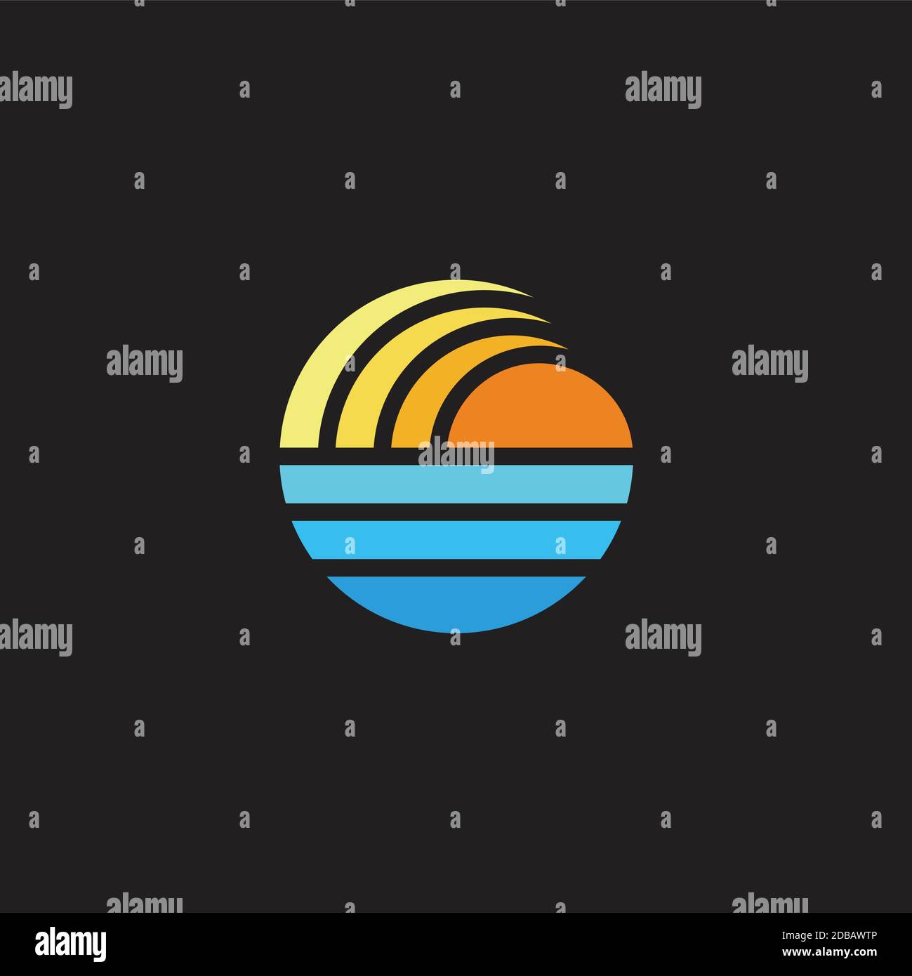 sun sea stripes gradient geometric logo vector Stock Vector