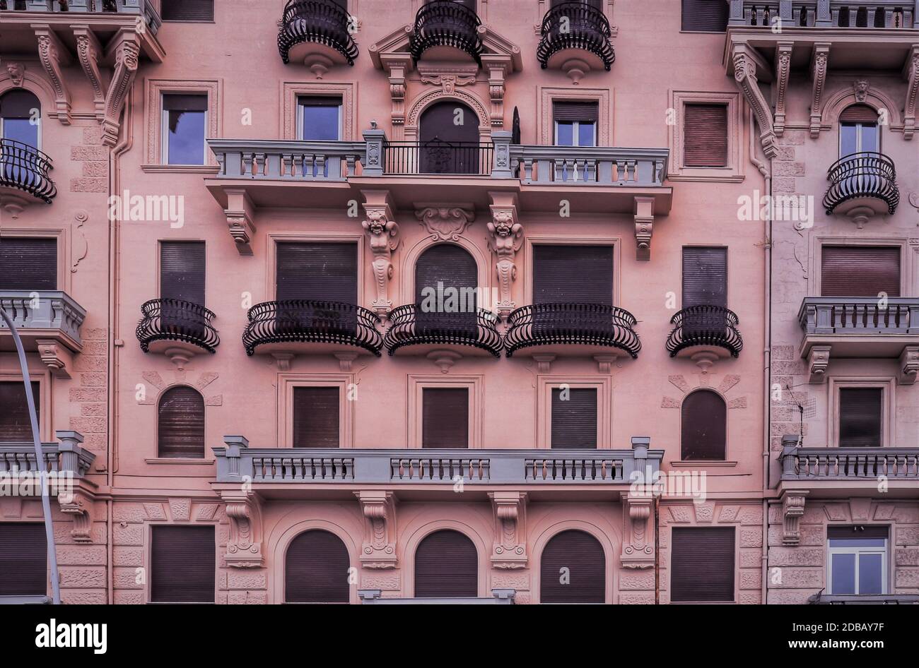 Facade and windows of houses in Naples, Italy Stock Photo Alamy