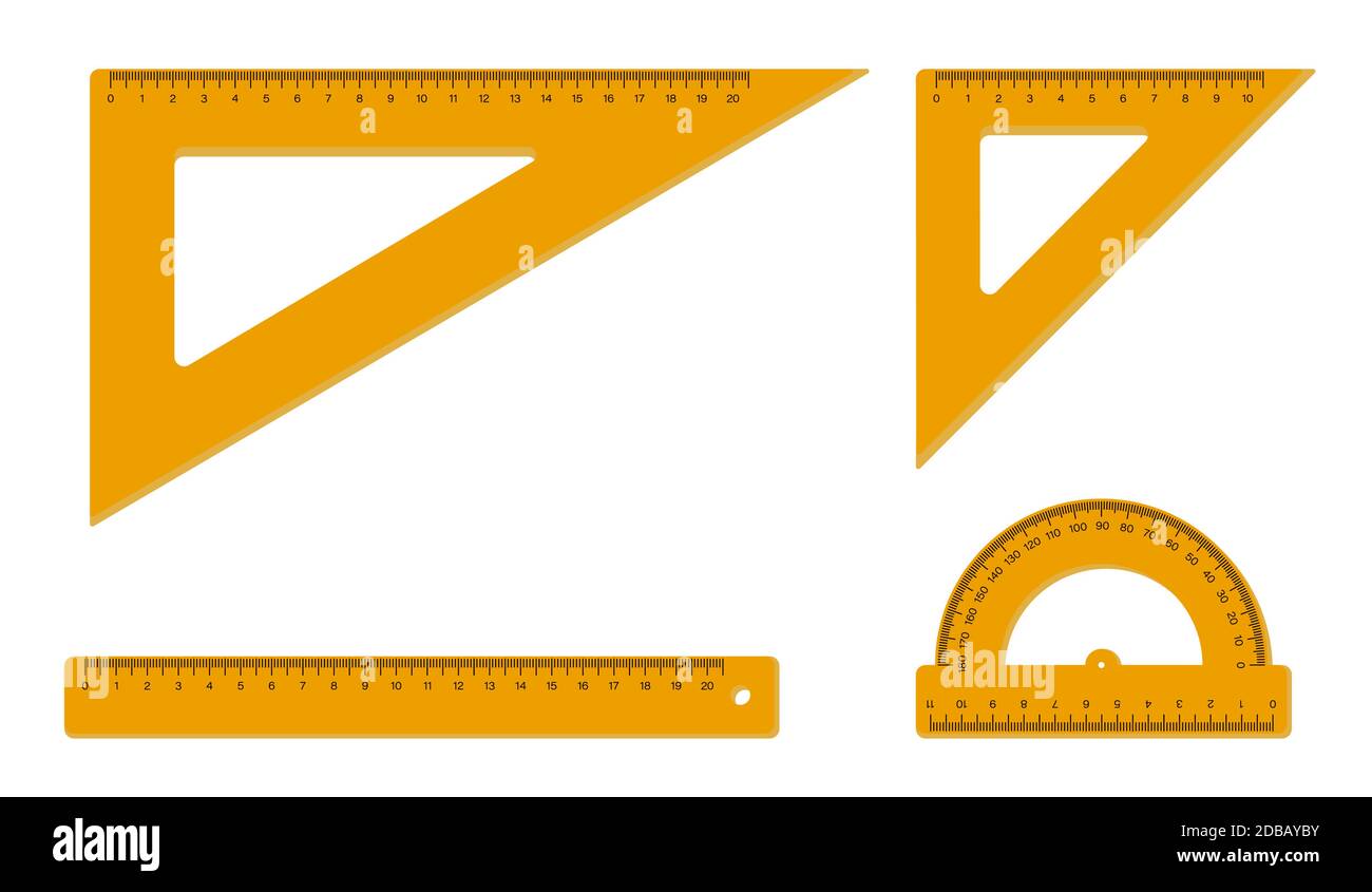 Ruler, protractor, triangle. School measuring instruments. School