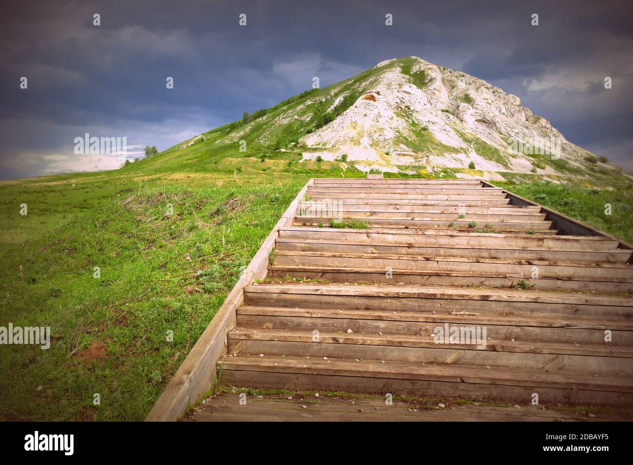 The stairs up the hill and to the heavens Stock Photo