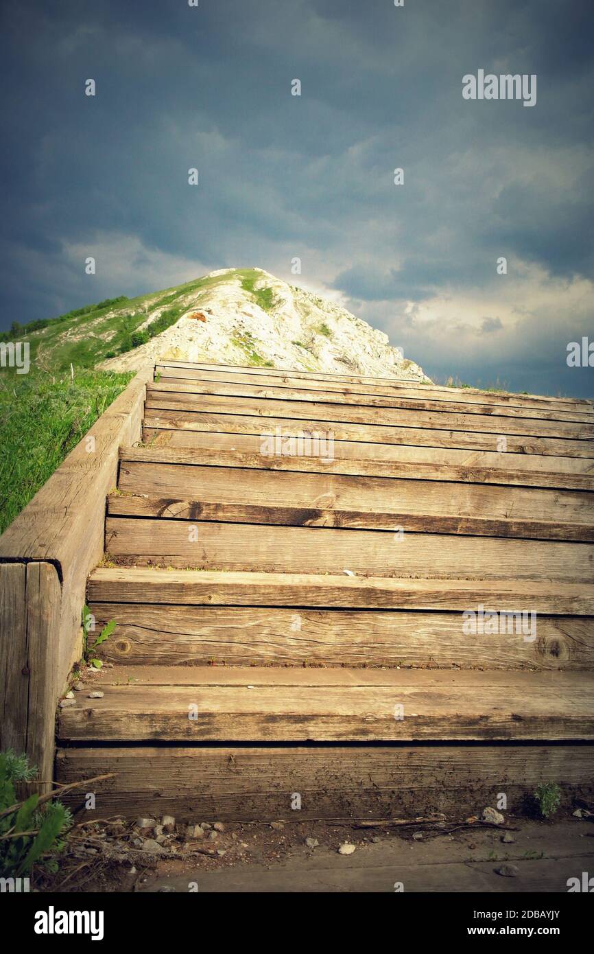The stairs up the hill and to the heavens Stock Photo
