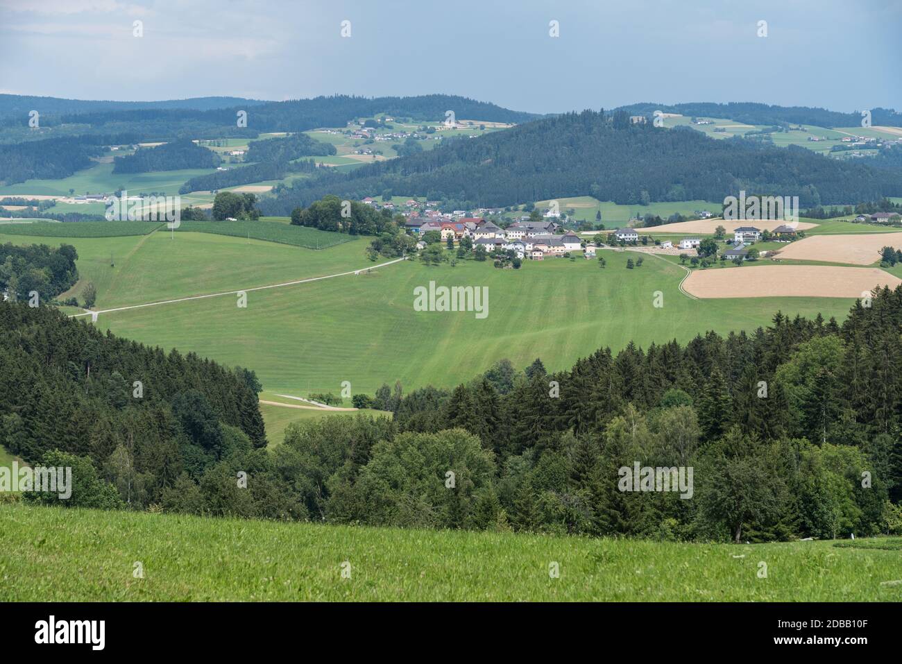 Hilly landscape in the Mühlviertel - rural idyll, Austria Stock Photo